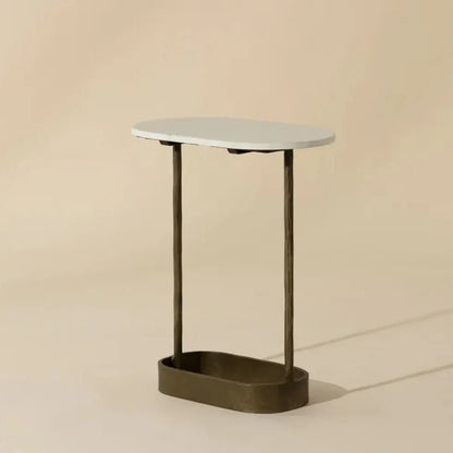 Eden White Marble Topped Oval End Table