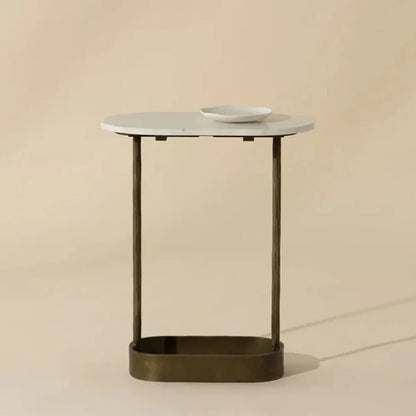 Eden White Marble Topped Oval End Table