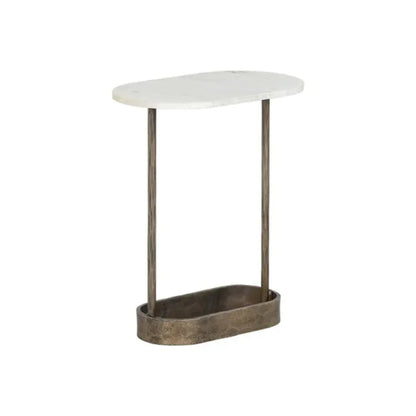 Eden White Marble Topped Oval End Table