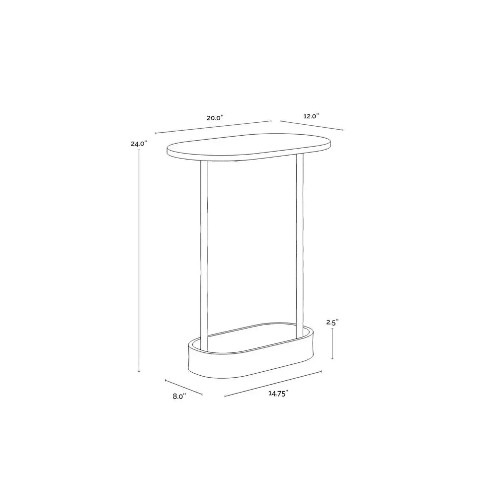 Eden White Marble Topped Oval End Table