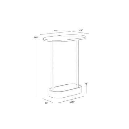 Eden White Marble Topped Oval End Table