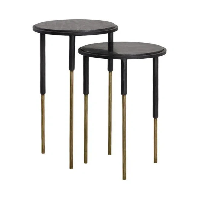 SUNPAN Kyrie Black Marble Nesting Table 2PC