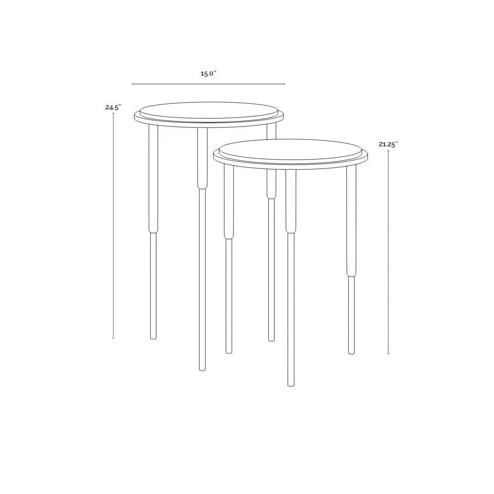 SUNPAN Kyrie Black Marble Nesting Table 2PC