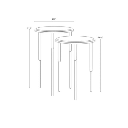SUNPAN Kyrie Black Marble Nesting Table 2PC