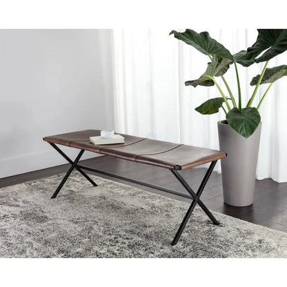 Elon Stylish Leather Upholstered Backless Bench