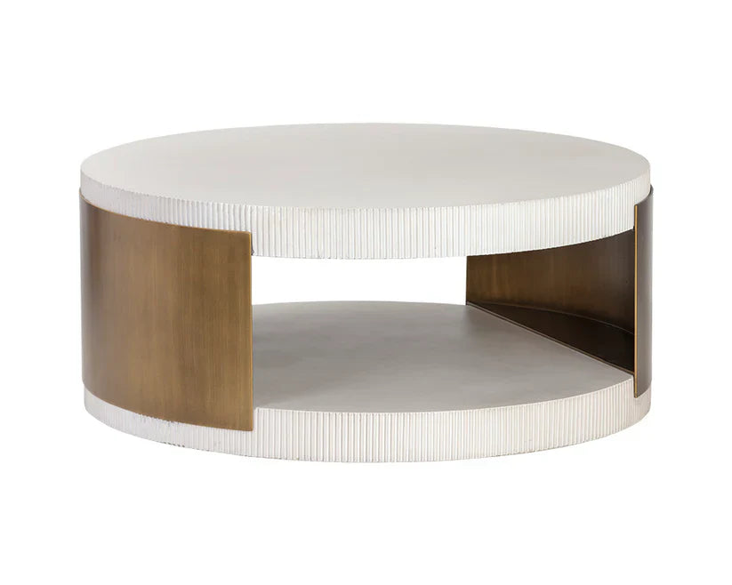 Cavette Coffee Table Concrete Top Brass