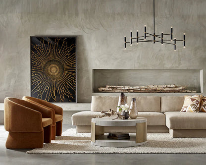 Cavette Coffee Table Concrete Top Brass