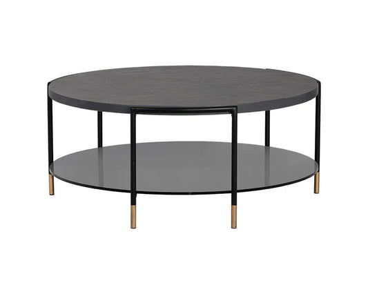 SUNPAN Zuma Coffee Table Concrete & Glass Gold Caps