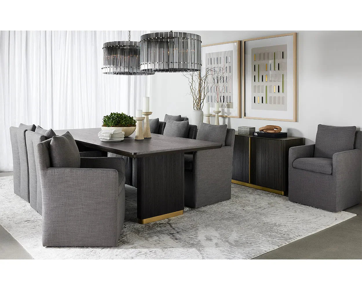 SUNPAN Glenrose Fabric Wheel Dining Chair