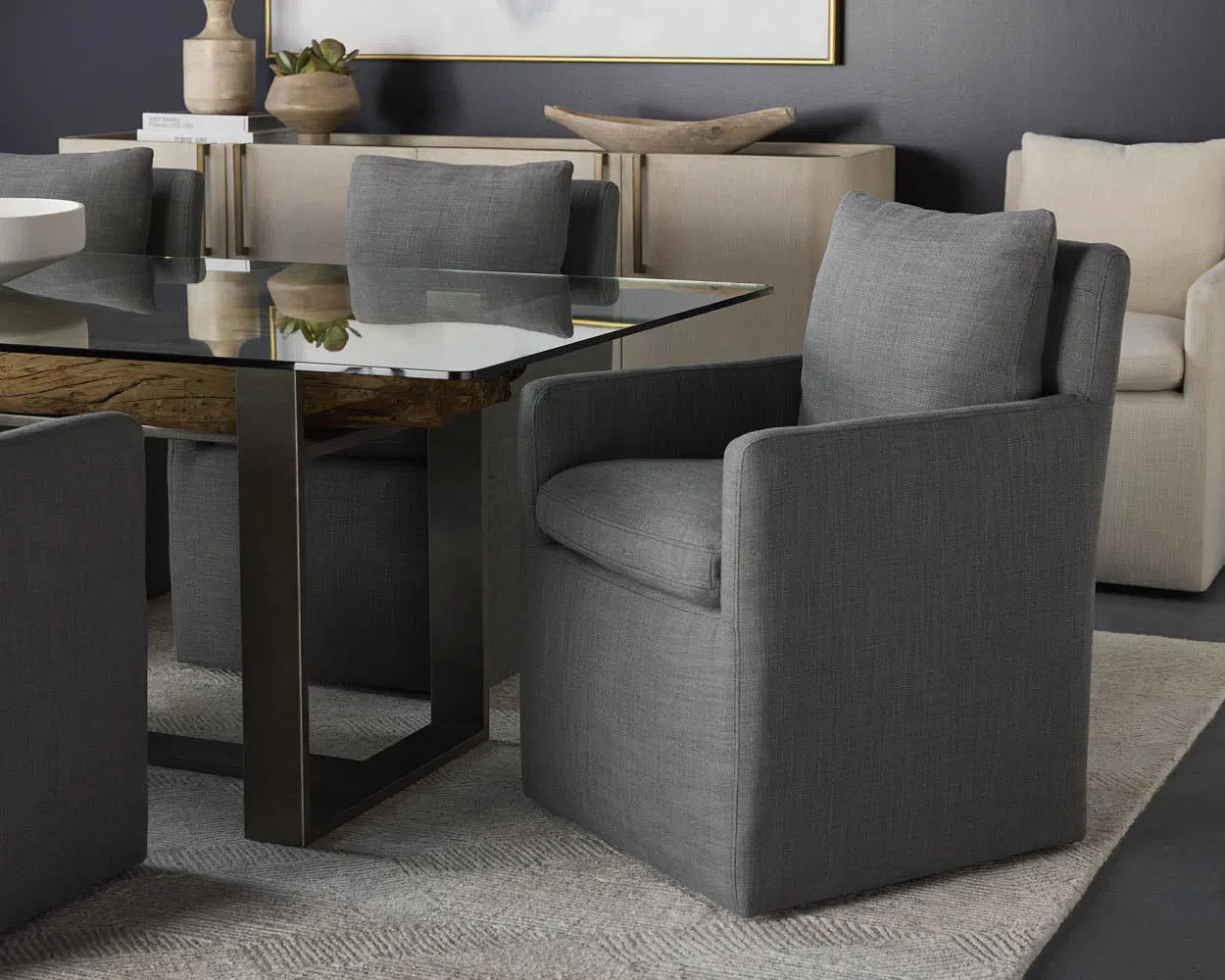 SUNPAN Glenrose Fabric Wheel Dining Chair