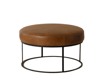 Elgin Leather Upholstered Modern Round Ottoman