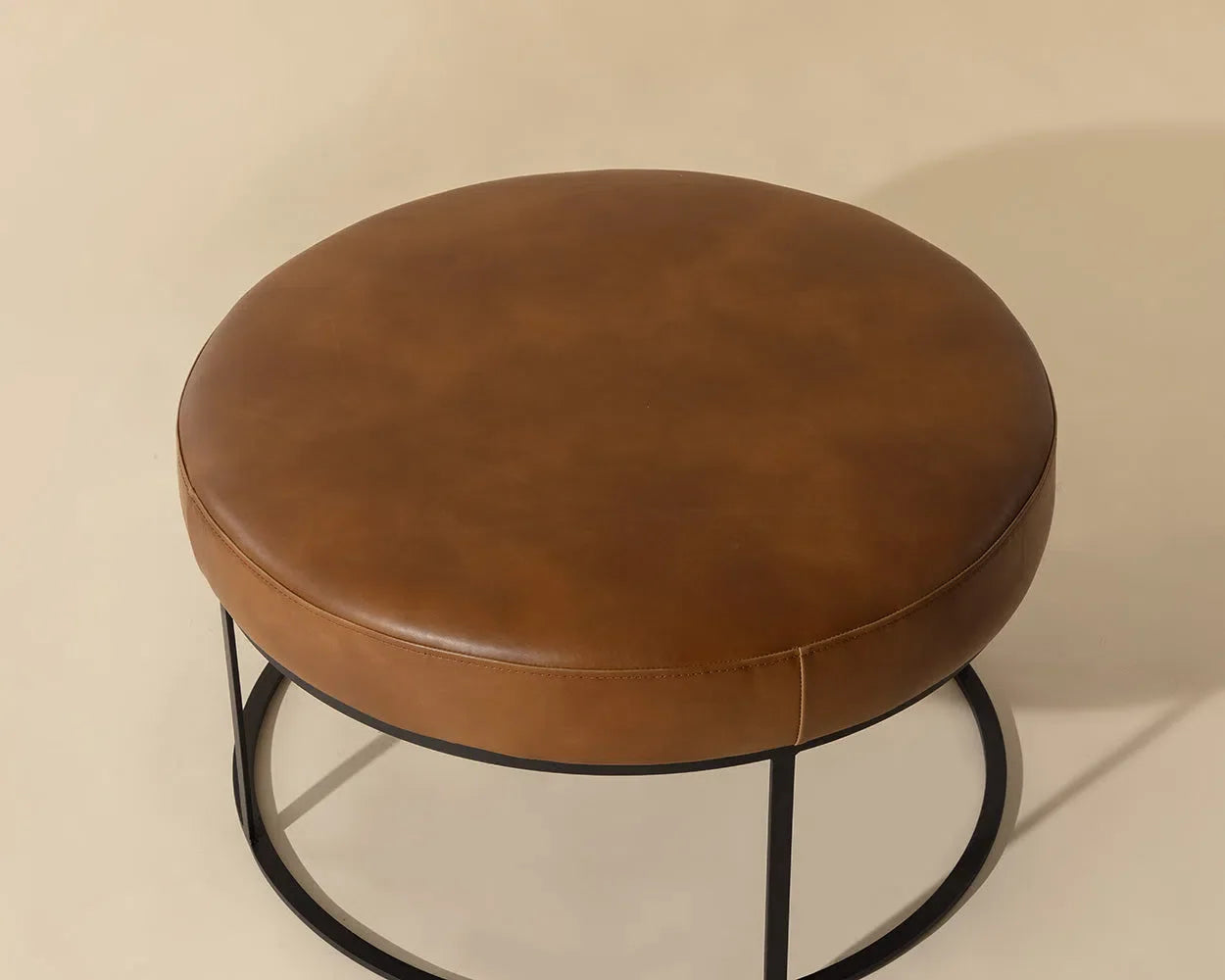 Elgin Leather Upholstered Modern Round Ottoman