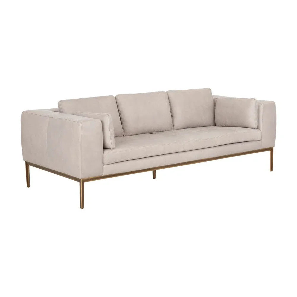 Burr Leather Upholstered Sofa