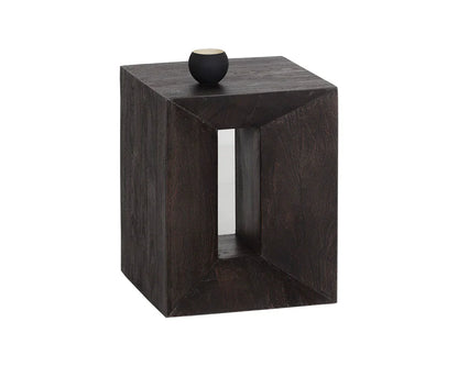 Basil End Table Handcrafted Dark Brown Acacia Wood