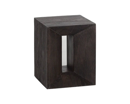 Basil End Table Handcrafted Dark Brown Acacia Wood