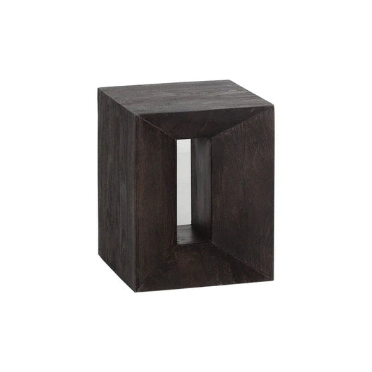 Basil End Table Handcrafted Dark Brown Acacia Wood