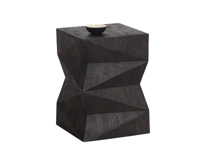 Zepher End Table In Dark Brown Solid Acacia Wood