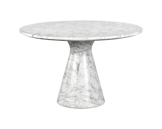 Shelburne Dining Table Marble Look White 47" Outdoor