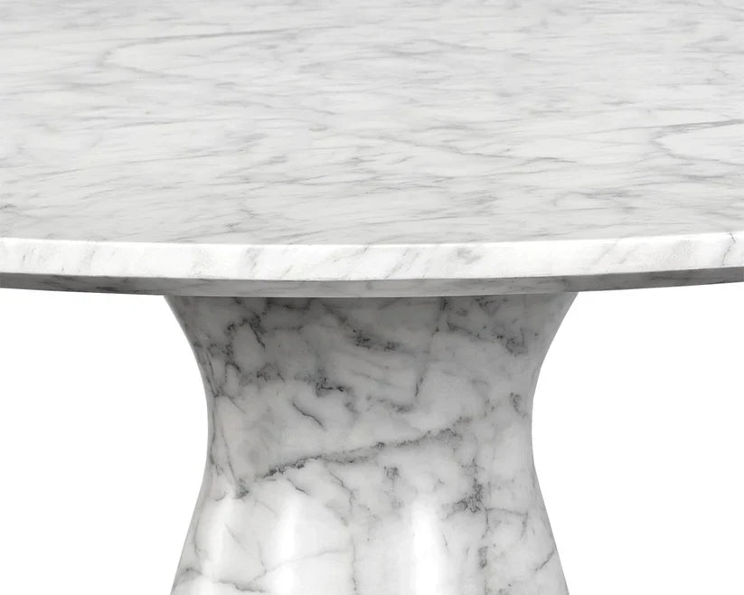 Shelburne Dining Table Marble Look White 47" Outdoor