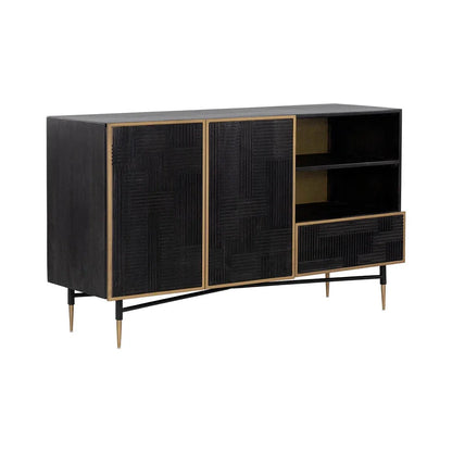 Markwood Sideboard Brass Dark Brown With Ample Storage