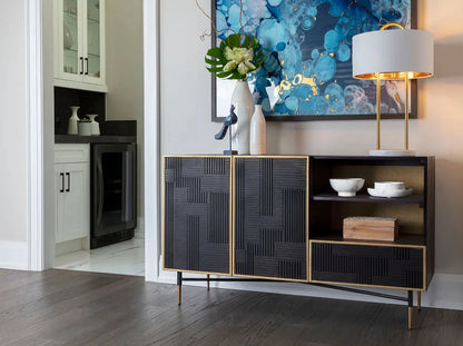 Markwood Sideboard Brass Dark Brown With Ample Storage