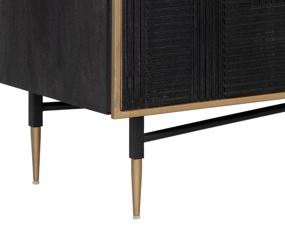 Markwood Sideboard Brass Dark Brown With Ample Storage