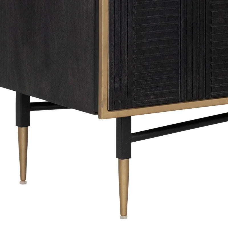 Markwood Sideboard Brass Dark Brown With Ample Storage