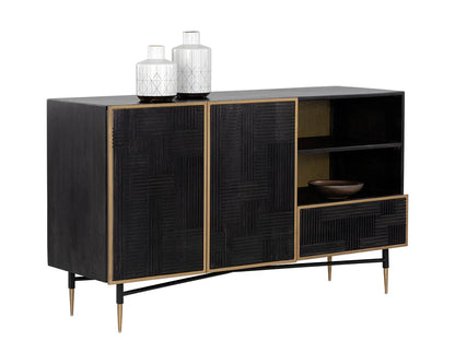 Markwood Sideboard Brass Dark Brown With Ample Storage