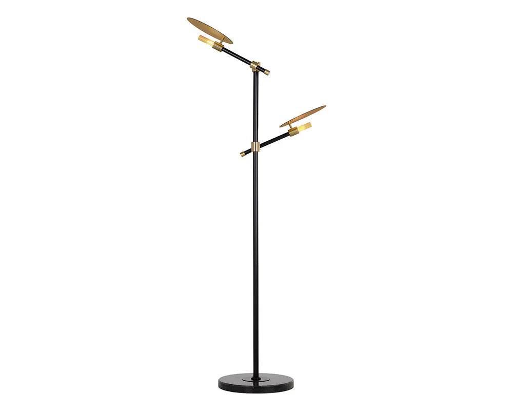 Neela Floor Lamp Modern Black Brass Design Marble Base