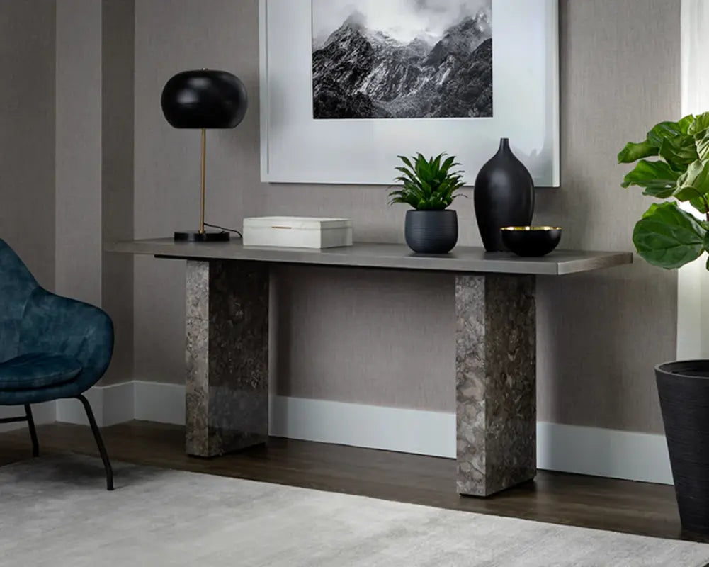 Rebel Wood Topped Rectangular Console Table