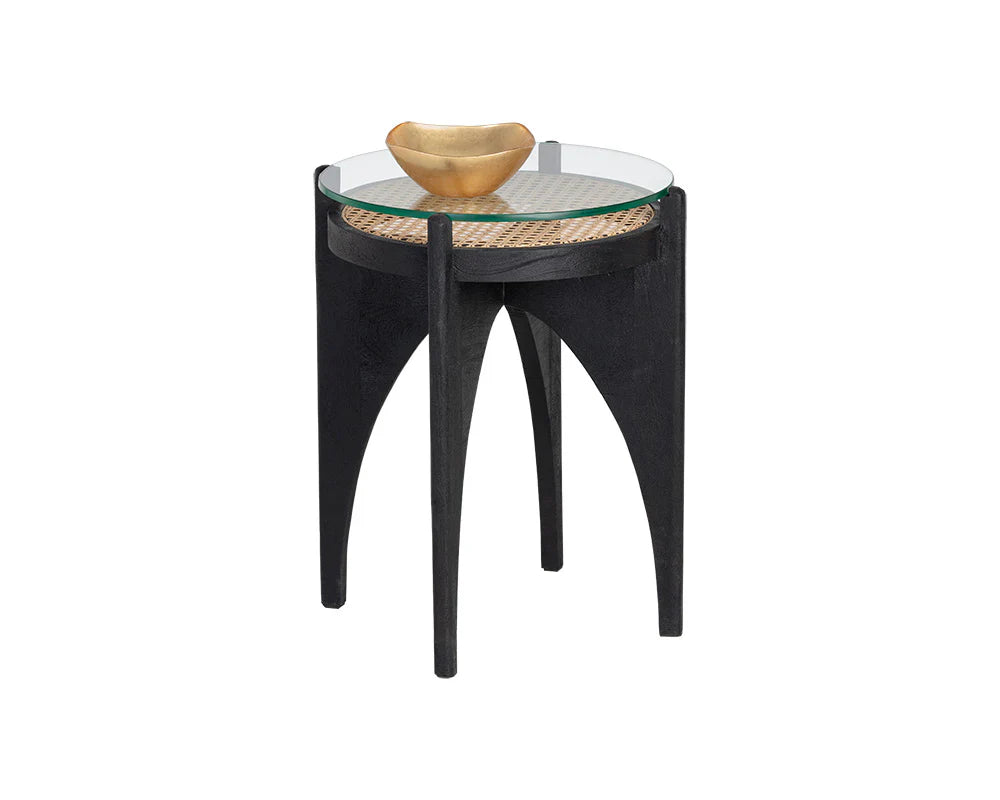 Adora End Table Modern Design With Glass And Rattan