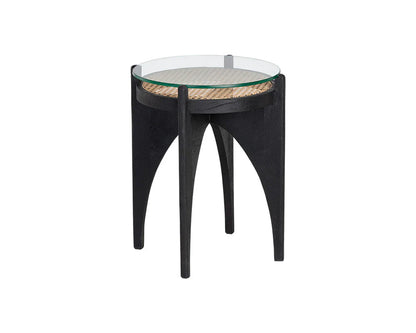 Adora End Table Modern Design With Glass And Rattan