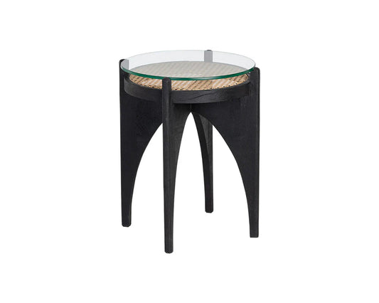 Adora End Table Modern Design With Glass And Rattan