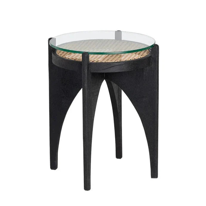 Adora End Table Modern Design With Glass And Rattan