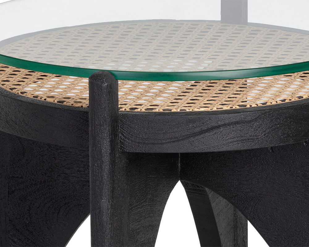 Adora End Table Modern Design With Glass And Rattan