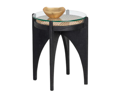 Adora End Table Modern Design With Glass And Rattan