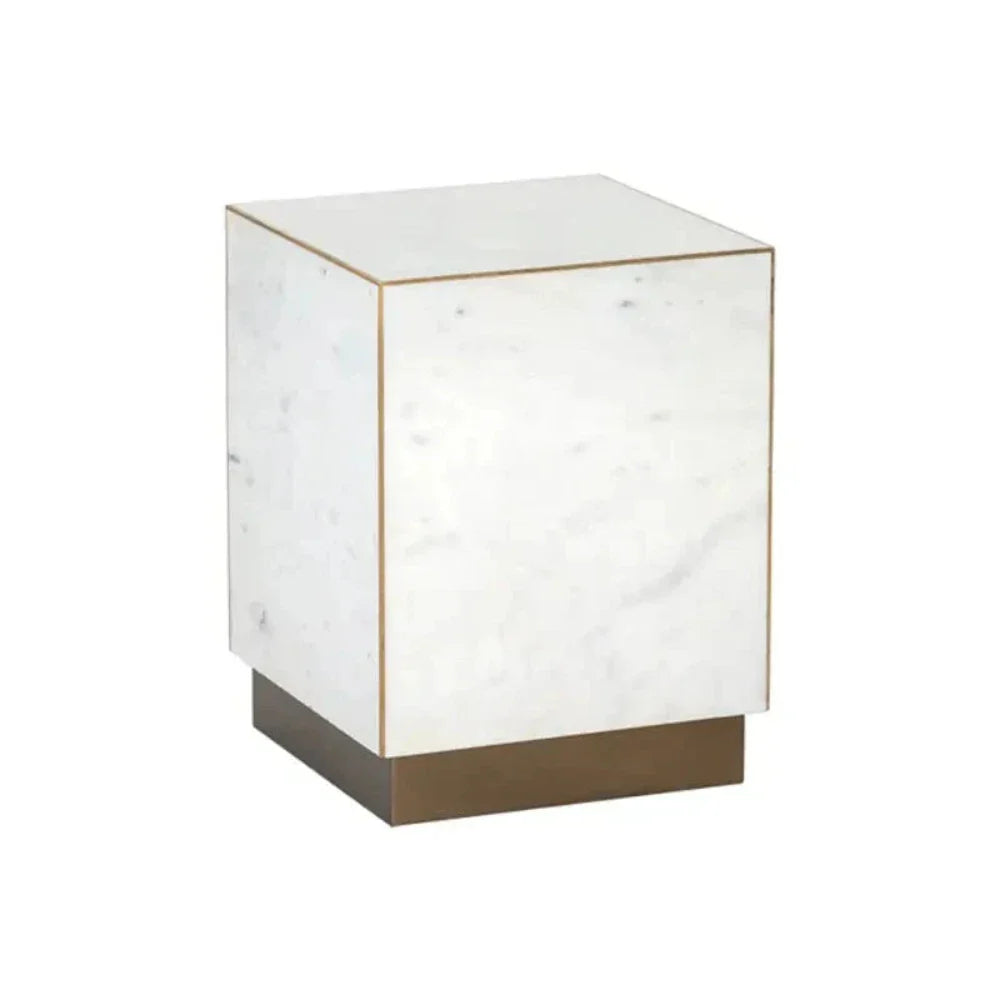 Daines White Marble Square End Table