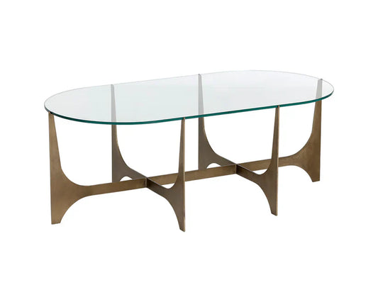 Juliane Coffee Table With Glass Top and Brass Base