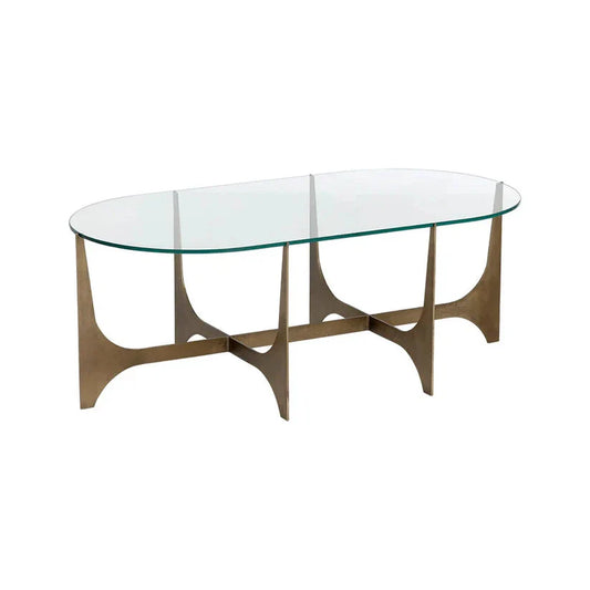 Juliane Coffee Table With Glass Top and Brass Base