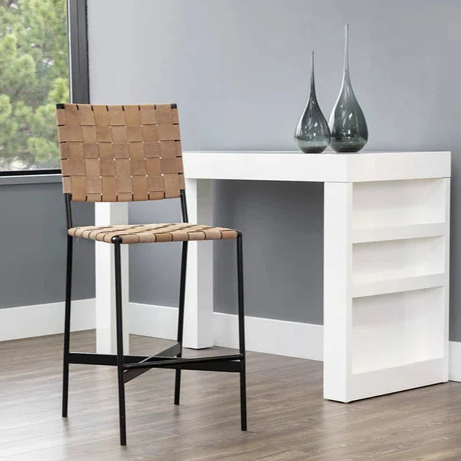 Omari Leather Upholstered Unique Styled Counter Stool