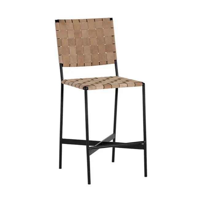 Omari Leather Upholstered Unique Styled Counter Stool