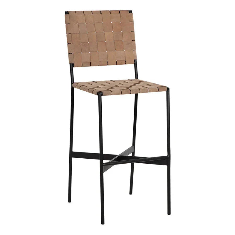 Omari Leather Upholstered Unique Styled Barstool