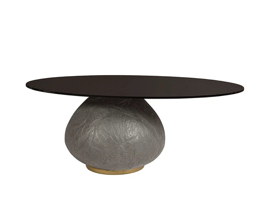 Maeva Coffee Table With Black Glass And Concrete Base