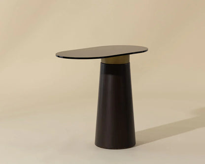 Lamont Side Table With Black Glass Top And Concrete Base