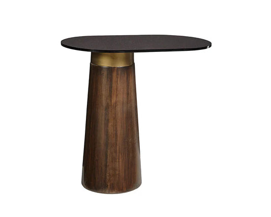 Lamont Side Table With Black Glass Top And Concrete Base