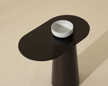 Lamont Side Table With Black Glass Top And Concrete Base