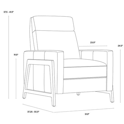 Brandon Recliner Shalimar Tobacco Leather Modern Chair