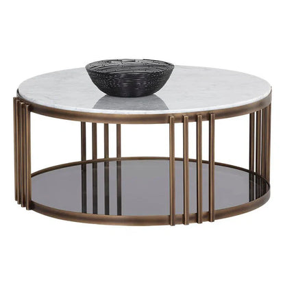 Naxos Coffee Table With Marble Top And Glass Shelf