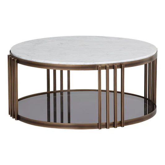 Naxos Coffee Table With Marble Top And Glass Shelf