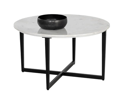 Modern Nayeli Coffee Table with Marble Top and Steel Base